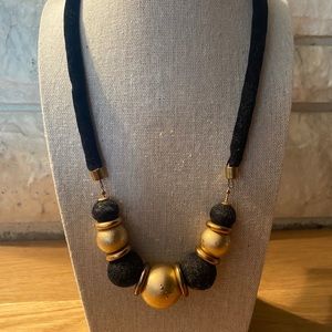 Black Velvet and Gold Fashion Necklace